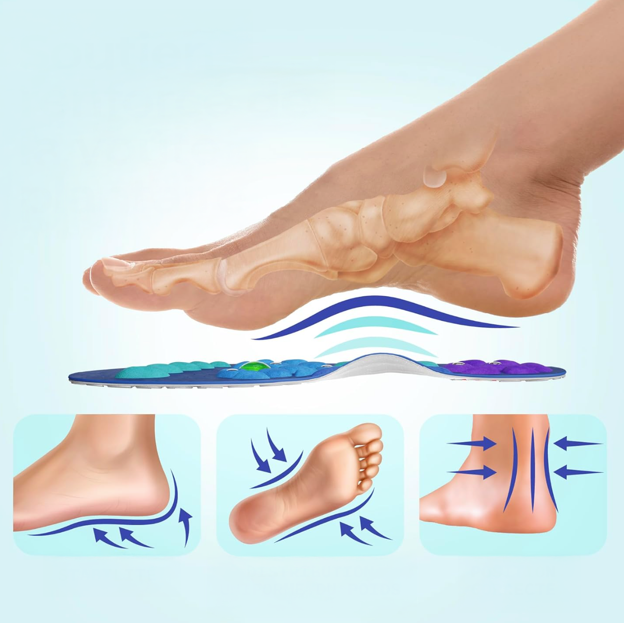 Semelles acupression magnétique de soutien voûte plantaire